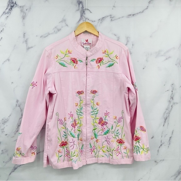 Quacker Factory Vintage Embroidered Floral Jacket Pink - Picture 3 of 6